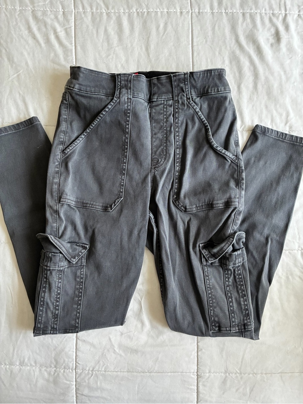 SPANX Charcoal Gray Skinny Cargo Jumpsuit Pants